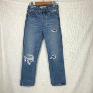 Levi's High Rise Distressed Wedgie Straight Button Up Jeans Size  24